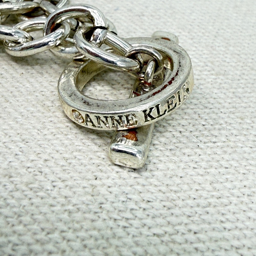 Anne Klein Silver Tone‎ Crystal Charm Toggle Bracelet - Picture 7 of 8